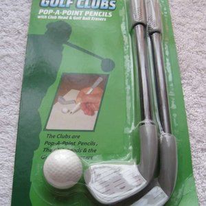 Executive Series Golf Clubs Pop a Point Pencils Eraser Ball Father Dad Boss Gift